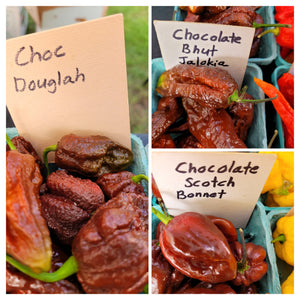 FYAH:  Fire Roasted  Chocolate-Douglah, Carolina & Scotch B Peppers. Maxed out heat & smokey intensity of flavor.