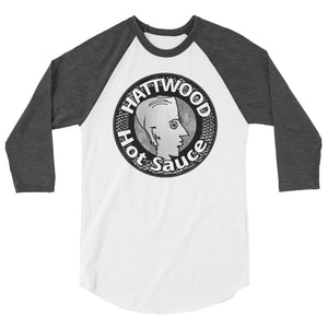 Hattwood Original Face in Circle Logo on 3/4 sleeve raglan shirt